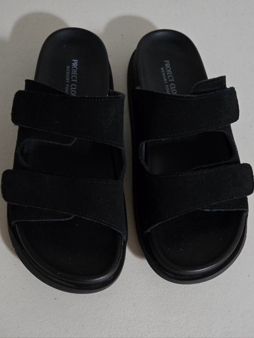 Black Double-Strap Slide Sandals Size 9